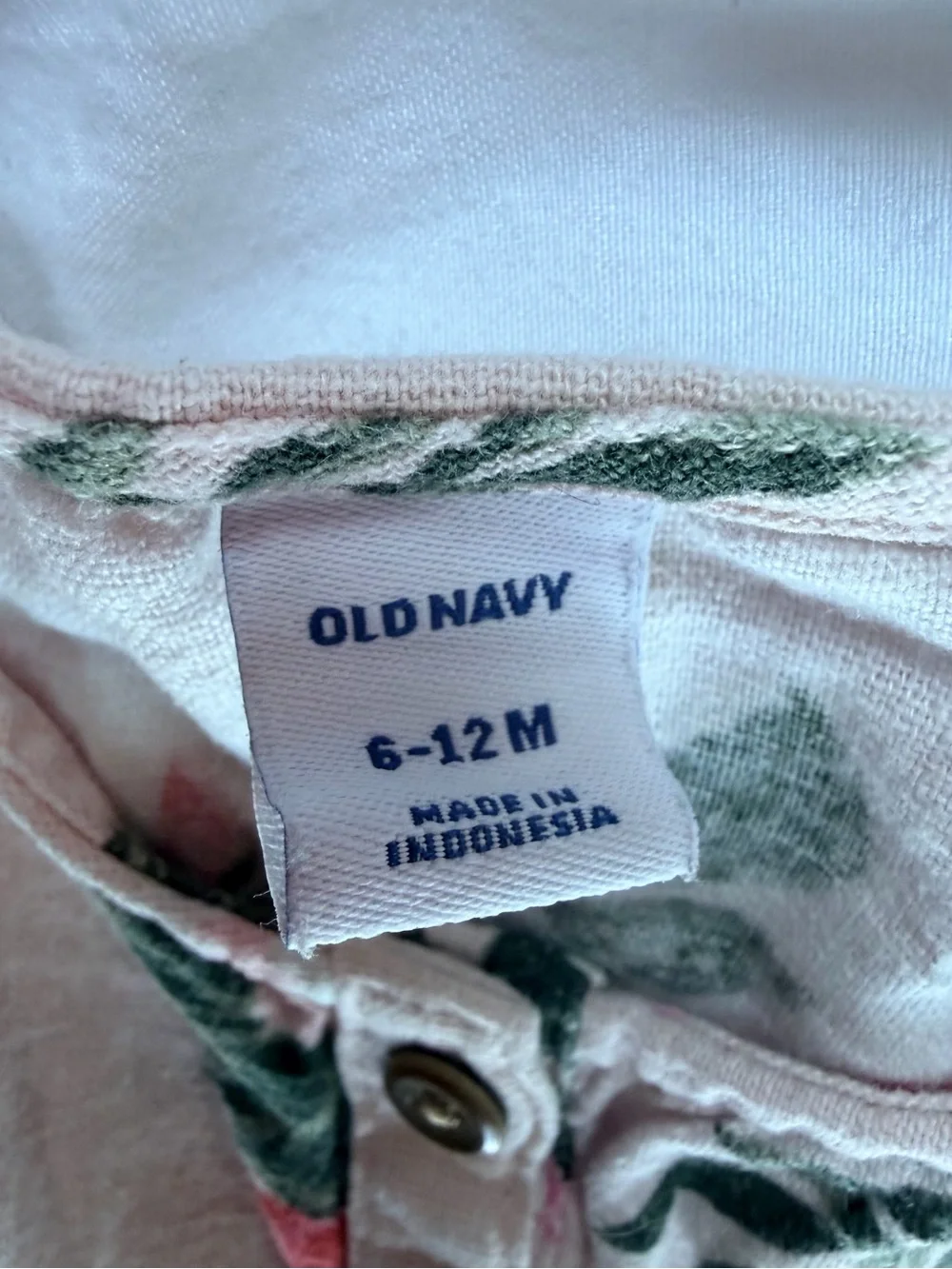 Old Navy Pink Floral Linen Blend Dress with White Bloomers | 6-12 months